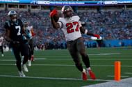 Jones scores a touchdown during a December win over Carolina (Photo: Getty)
